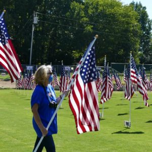 Cindy Wilson and flag