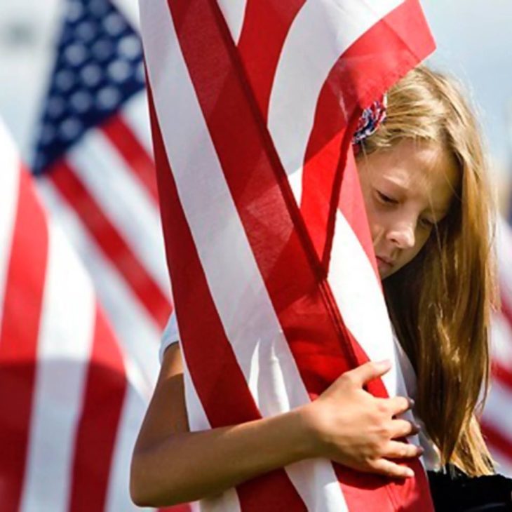 Girl Holding Flag