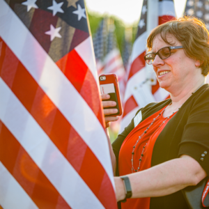 taking a pic of flag