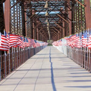 flags on the bridge