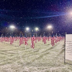 Flags Snow EVENING W LIGHTS Flags Snow EVENING W LIGHTS